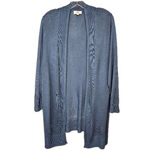 LOFT Slate Blue Open Stitch Design Cardigan - Size XL
